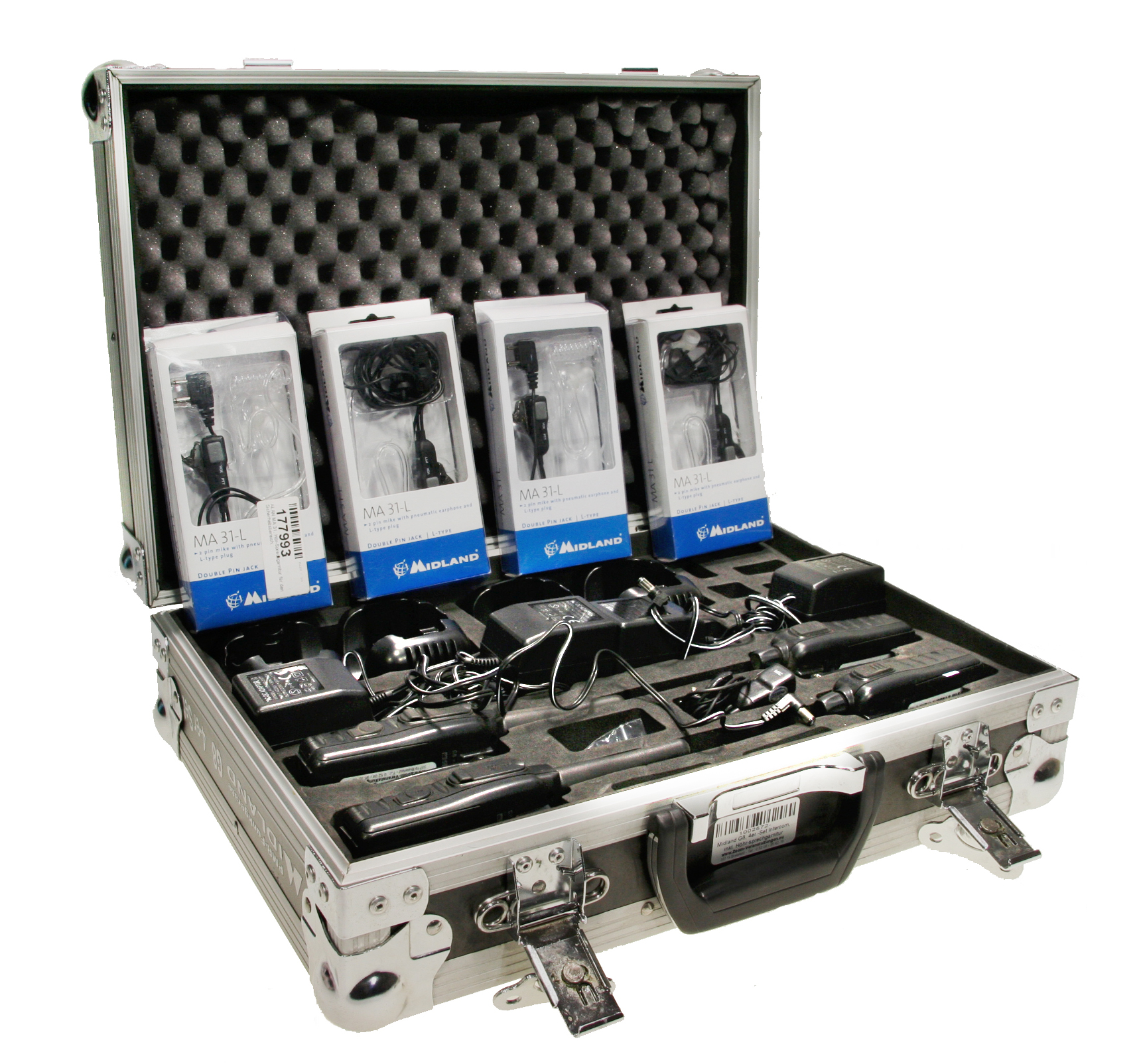 Midland G8 (PMR -Intercom)  4er Set im Koffer, Akkus, Ladegeräte